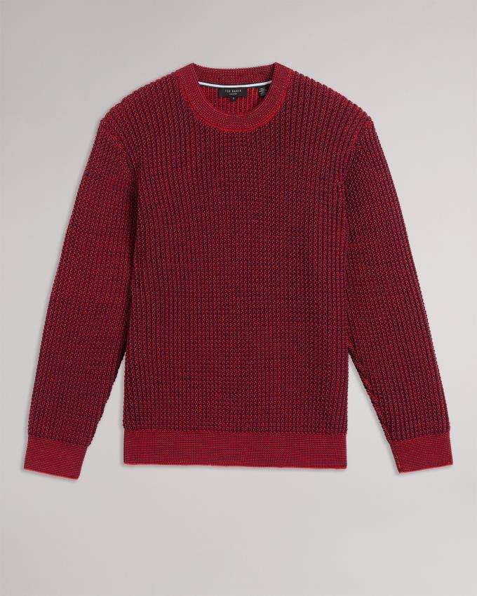 Pull Ted Baker Long Sleeve Oversized Twisted Yarn Rouge Homme | RTG-70775291